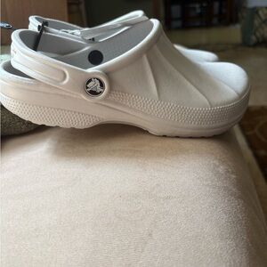 CROCS White Mules with Ventilation and Heel Strap
